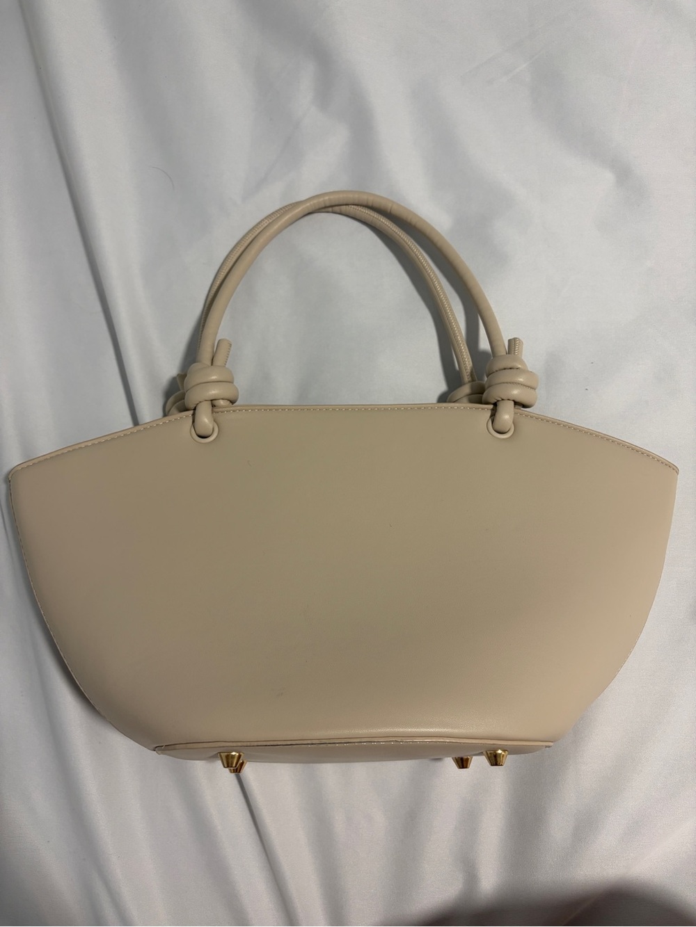 Cream Knot-Handle Shoulder Tote